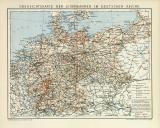 Eisenbahnen Deutsches Reich Karte Lithographie 1896...