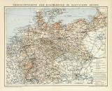 Eisenbahnen Deutsches Reich Karte Lithographie 1897...