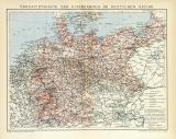 Eisenbahnen Deutsches Reich Karte Lithographie 1898...