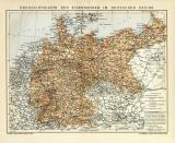 Eisenbahnen Deutsches Reich Karte Lithographie 1904...