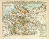 Politische Übersichtskarte des Deutschen Reiches historische Landkarte Lithographie ca. 1892