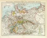 Politische Übersichtskarte des Deutschen Reiches historische Landkarte Lithographie ca. 1894