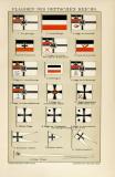 Flaggen des Deutschen Reichs historische Bildtafel Chromolithographie ca. 1892