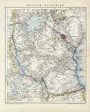 Deutsch Ostafrika Karte Lithographie 1895 Original der Zeit