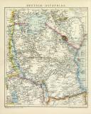 Deutsch Ostafrika Karte Lithographie 1897 Original der Zeit