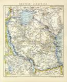 Deutsch Ostafrika Karte Lithographie 1900 Original der Zeit