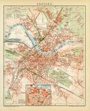 Dresden historischer Stadtplan Karte Lithographie ca. 1892