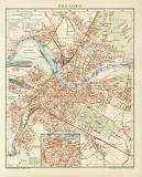 Dresden historischer Stadtplan Karte Lithographie ca. 1897