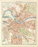 Dresden historischer Stadtplan Karte Lithographie ca. 1898
