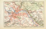 Dresden und weitere Umgebung historischer Stadtplan Karte Lithographie ca. 1898