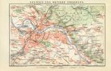 Dresden und weitere Umgebung historischer Stadtplan Karte...