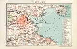 Dublin historischer Stadtplan Karte Lithographie ca. 1892