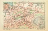 Edinburgh historischer Stadtplan Karte Lithographie ca. 1892