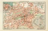 Edinburgh historischer Stadtplan Karte Lithographie ca. 1897