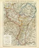 Elsass Lothringen Rheinpfalz Karte Lithographie 1900 Original der Zeit