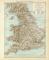 England und Wales historische Landkarte Lithographie ca. 1892