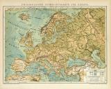 Europa physikalisch Karte Lithographie 1897 Original der...