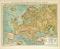Europa physikalisch Karte Lithographie 1897 Original der Zeit