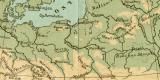 Europa physikalisch Karte Lithographie 1899 Original der...
