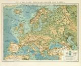 Physikalische Übersichtskarte von Europa historische...