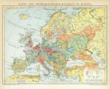 Karte der Bevölkerungsdichtigkeit in Europa historische Landkarte Lithographie ca. 1892
