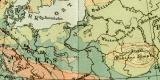 Europa Bevölkerung Karte Lithographie 1898 Original...