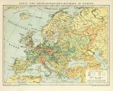 Karte der Bevölkerungsdichtigkeit in Europa historische Landkarte Lithographie ca. 1898