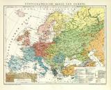 Europa Ethnographie Lithographie 1892 Original der Zeit