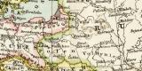 Politische Übersichtskarte von Europa historische Landkarte Lithographie ca. 1892