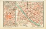 Florenz Stadtplan Lithographie 1892 Original der Zeit