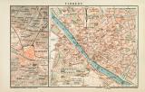 Florenz historischer Stadtplan Karte Lithographie ca. 1896