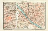 Florenz historischer Stadtplan Karte Lithographie ca. 1897