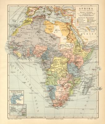 Afrika politische &Uuml;bersicht historische Landkarte Lithographie ca. 1905