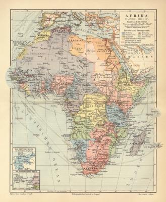 Afrika politische &Uuml;bersicht historische Landkarte Lithographie ca. 1909