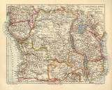 Äquatorial Afrika historische Landkarte Lithographie...
