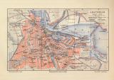 Amsterdam historischer Stadtplan Karte Lithographie ca. 1908