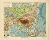 Asien Fl&uuml;&szlig;e und Gerbirge historische Landkarte...