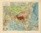 Asien Flüße und Gerbirge historische Landkarte Lithographie ca. 1908