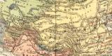 Asien politische &Uuml;bersicht historische Landkarte Lithographie ca. 1905