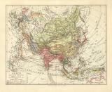 Asien politische &Uuml;bersicht historische Landkarte...