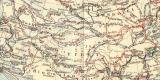 Forschungsreisen Asien + Zentralasien historische Landkarte Lithographie ca. 1910