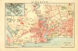 Singapur historischer Stadtplan Karte Lithographie ca. 1903