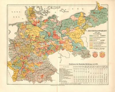 Reichstagswahlen Deutsches Reich 1898 - 1903 Karte Lithographie 1901 Original der Zeit