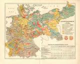 Farbig illustrierte Landkarte zu den Reichstagswahlen des Deutschen Reichstages aus 1901.