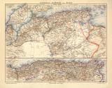Algerien Marokko Tunesien historische Landkarte Lithographie ca. 1912