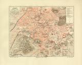 Athen historischer Stadtplan Karte Lithographie ca. 1908