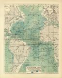Atlantischer Ozean Meerestiefen historische Landkarte Lithographie ca. 1913