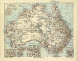 Australien historische Landkarte Lithographie ca. 1906
