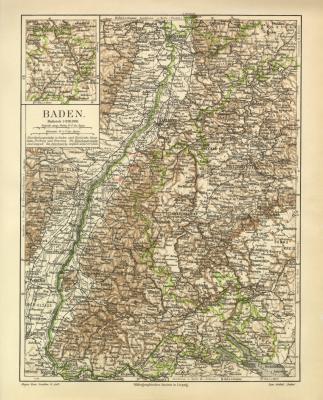 Baden historische Landkarte Lithographie ca. 1904
