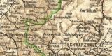 Baden historische Landkarte Lithographie ca. 1905
